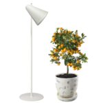 Capelo Hvid Gulvlampe af genbrugsmetal planter i stuen