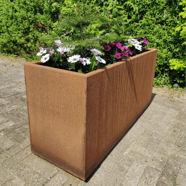 Plantekasse i corten stål 120 x 40 x 55