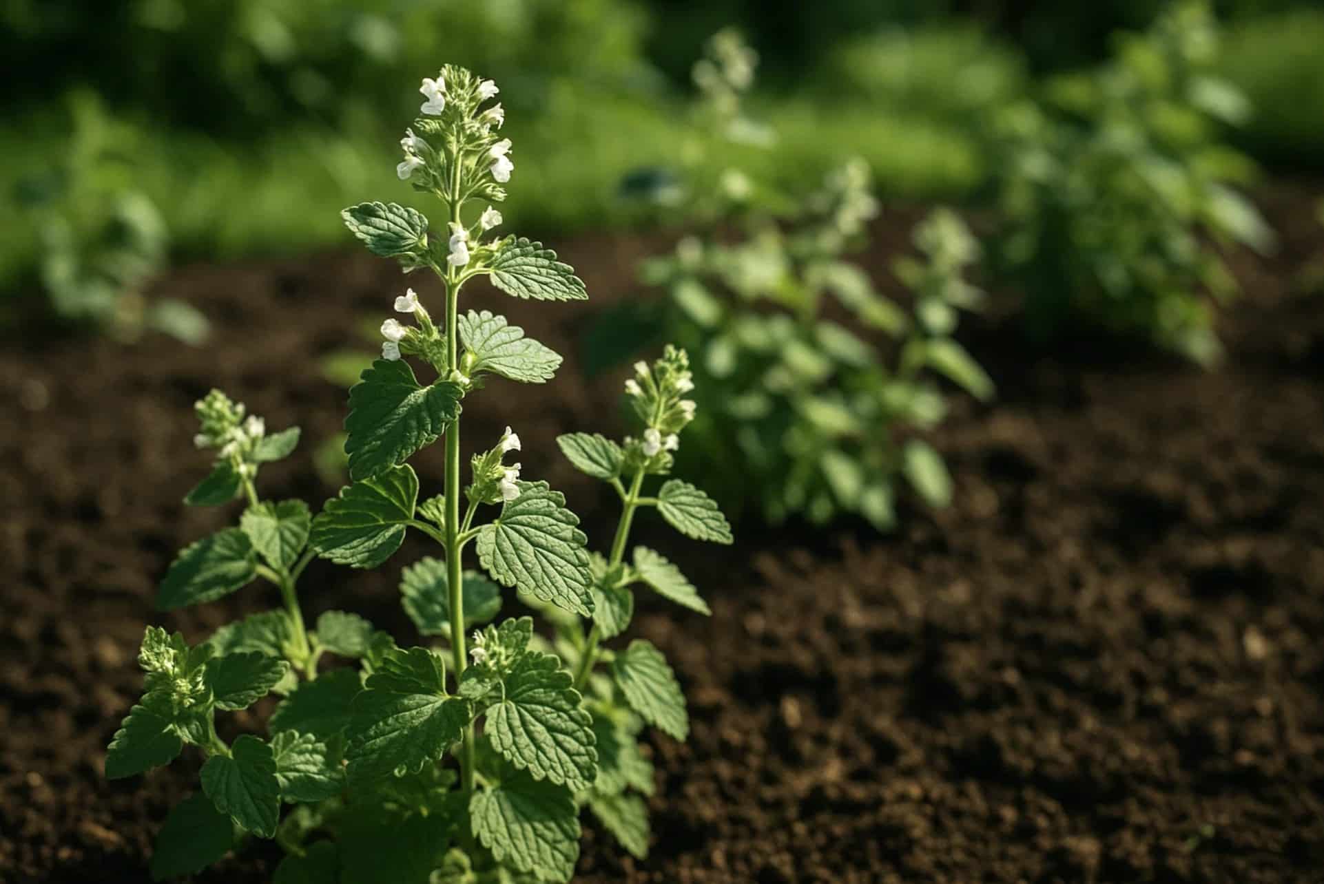 Kattmynta & kattmynta - Tips för egen odling i trädgården 1 Nepeta cataria klassisk trädgårdskattmynta med gröna blad och små vita blommor