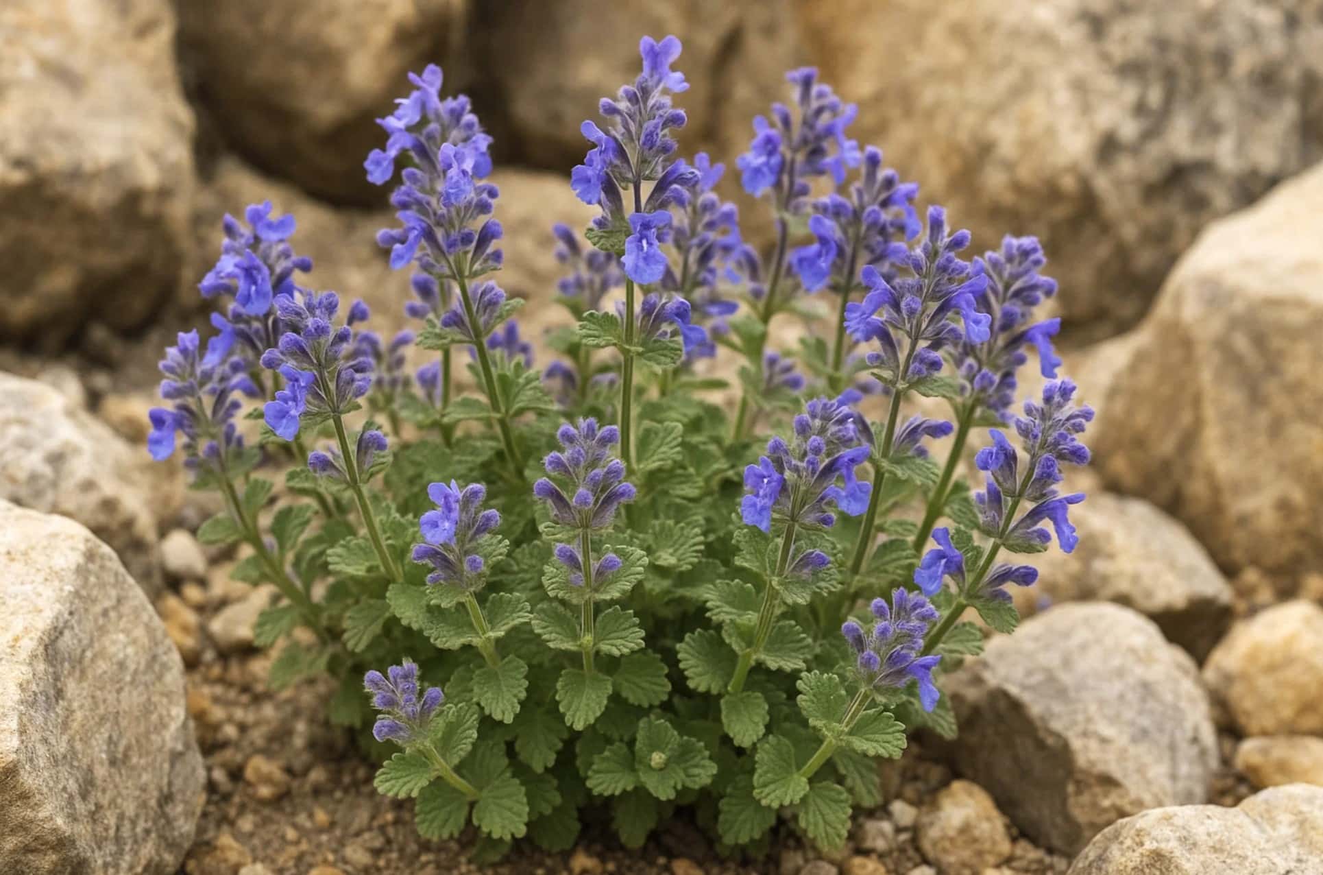 Kattmynta & kattmynta - Tips för egen odling i trädgården 4 Nepeta racemosa kompakt kattmynta med små blå blommor i stenparti