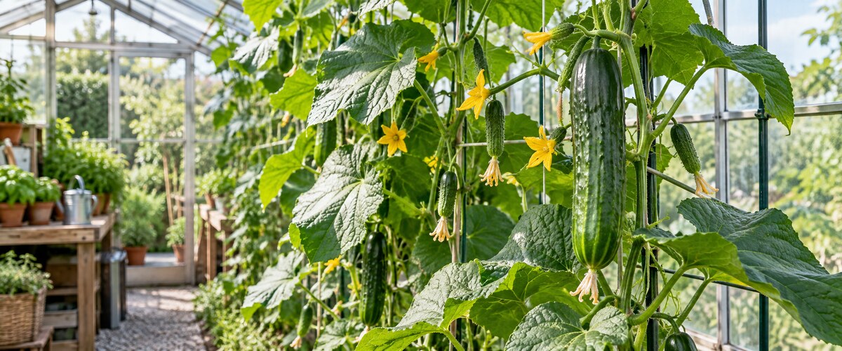 Forspiring af agurk – undgå for tidlig såning 3 Agurkeplanter med blomster og frugter efter vellykket forspiring